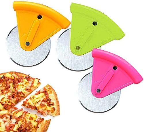 lzn 2 Pcs Stainless Steel Pizza Cutter,Pizza Wheel with Comfortable Palm Grip , Wheel Cutter, Kitchen Utensil, Tool(Ramdon Color)