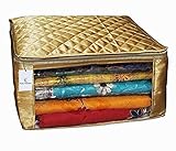 Kuber Industries Saree Cover Large Size Upto 15 Sarees In Golden Satin / Wedding Gift