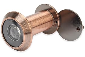 JUNXAVE Türspion mit Sichtschutz, Massives Messing 200-degree Türspion Einbau in 35-55mm Türblätter, mit schweren Pflicht drehbar Sichtschutz Türen für Home Office Hotel (Rote Bronze)
