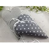 2 XL Stoffherzen in grau/weiß