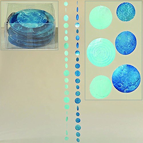 Set Capiz-Girlande, bestehend aus 2 Stk je 180cm in blau und türkis Perlmutt