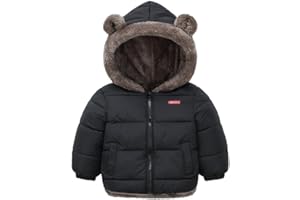 LIKCAISA Kids Boys Girls Winter Coats Hooded Down Thicken Jackets with Cute Ear Toddler Baby Boys Girls Warm Fleece Coat Kids Baby Winter Clothes