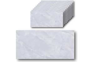 HOOZ 10 x naklejki na płytki, marmur, szary, 60 x 30 cm, samoprzylepne płytki, 10 sztuk, płytki samoprzylepne na tylną ścianę kuchni, sypialni, salonu, łazienki