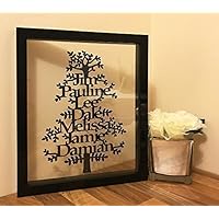 Stammbaum Rahmen Papier geschnitten - Verschiedene Farben Personalisierte Geschenk Familie Bilderrahmen Gedruckt Schnitt