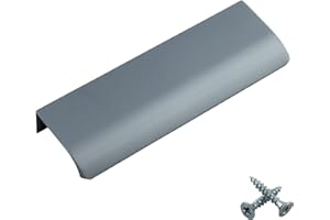 M4TEC Bar Kitchen Cabinet Door Handles Cupboards Drawers Bedroom Furniture Concealed Finger Edge Pull Handle for Wardrobe & Bedroom Cabinet Hardware Steel Grey. VD3 Series: 160 mm