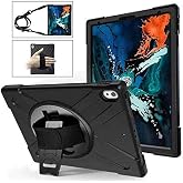 Coverzone iPad Pro 12.9 2018 (3.Nesil) ile Uyumlu Kılıf El Tutama&ccedil;lı Standlı Full 360 Koruma Z-Defender Rugged Tablet Kılıf S