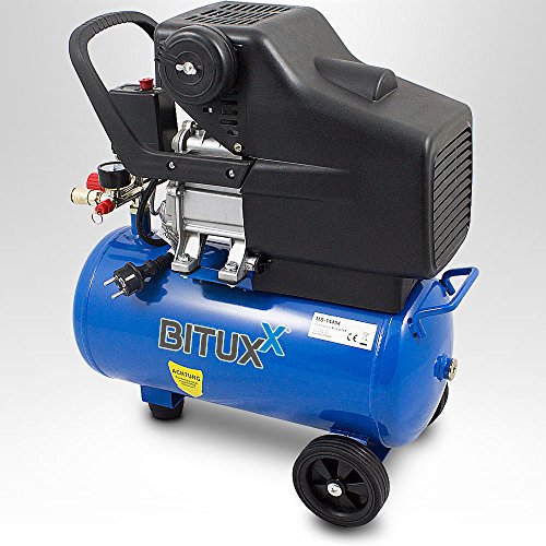 BITUXX® Druckluftkompressor Luftdruck Kompressor 24 Liter + 13 teiliges Druckluft Zubehör-Set inkl. Ausblas- Reifendruck- & Lackierpistole + Schlauch - 2