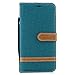 Price comparison product image Huawei Y6 2019 Phone Case, Huawei Y6 Pro 2019 Cover, Premium Soft PU Leather + Denim Wallet Case with Magnetic Stand Card Holder ID Slot Folio TPU Bumper Protective Case for Huawei Y6 2019 Green