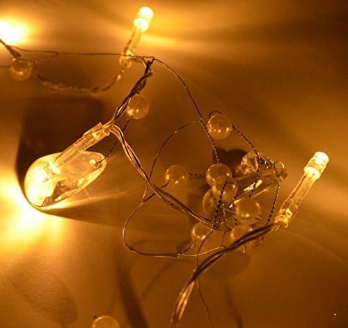 20 LED Holiday lights with white beads and Deco Stones - CC 175cm battery powered Christmas Decoration Lighting
