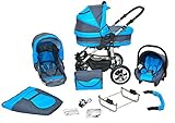 Der Kinderwagen erfüllt die strengen Sicherheitsstandards EU Ver - Norm EN 1888: 2004 Babyschale nach der neusten europäischen DIN ECE 44 - 04 geprüft und zugelassen für Auto oder die StVO.