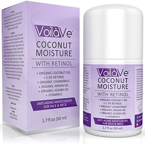 Coconut Moisture with Retinol - Organic Coconut Oil Face Moisturizer + 2.5% Retinol + Vitamin C & Vitamin E + Chamomile & Organic Argan Oil - Best Face Moisturizer Available - 1.7 fl. oz.