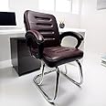KITHANIA Executive Office Home Study Chair with Cushioned Arm Rest and Seat Back, Reception or Conference Room Seating, 100 Kgs Limit (Coffee, Heavy Double Pipe Chrome Frame, Pack of 1)