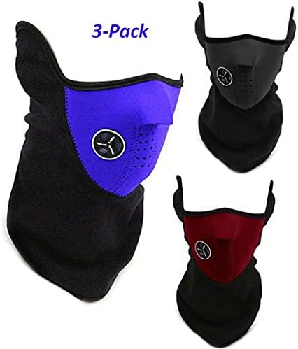 Heemepink 3-Pack Light-weight Windproof Half Face Mask Facemask Headwear Motorcycle Biker Cycling, Face Neck Warmer Facial Mask