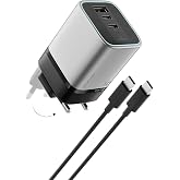 CUKTECH 10 Charger 120W MAX, 3 Ports (2 USB-C + 1 USB-A) | Dual USB-C with Xiaomi HyperCharge 120W, Foldable Plug for MacBook