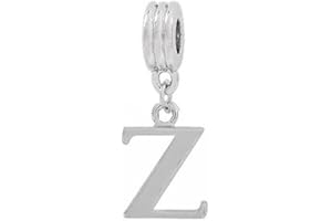 Charm Buddy Alphabet Letter Initial Pendant Dangle Charm Beads for Silver Charm Bracelets