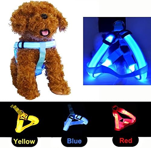 CDQ Waterproof LED Flashing Dog Harness, Strong Nylon Webbing, Comfortable , Glowing Sparkling and Glistering Harness for Night Safety, Comfortable for Small Medium Large Dog and Other Pet-Medium