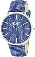 So & Co New York SoHo Unisex Quartz Watch with Blue Dial Analogue Display and Blue Leather Strap 5103.2