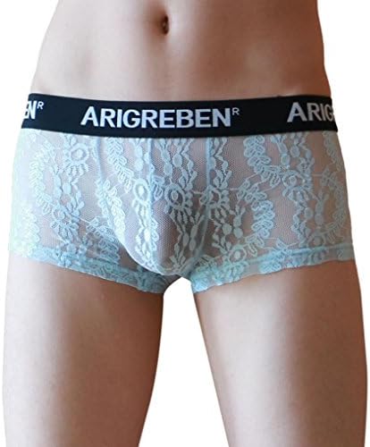 Bestoppen Men's Sexy Underwear Briefs Men Cotton Sport Trunks Boxer Shorts Soft Lace Ultra-Thin Yarn Seamless Elastic Athletic Comfortable Knickers Underpants Nightwear Briefs For Men (M, Blue)