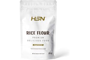 Harina de Arroz de HSN | Sin Sabor 3 Kg = 75 Tomas por Envase | Para Cocinar | Ideal recetas de repostería y cocina para celiacos | No-GMO, Vegano, Sin Gluten