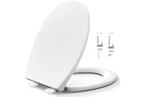 STOREMIC Oval Toilet Seat Soft Close, White O-Shape Toilet Seats, Quick Release for Easy Clean, Simple Top and Bottom Fixing, Anti-Bacterial PP Matreial Bathroom Bowl Seat, Stainless Adjustable Hinges