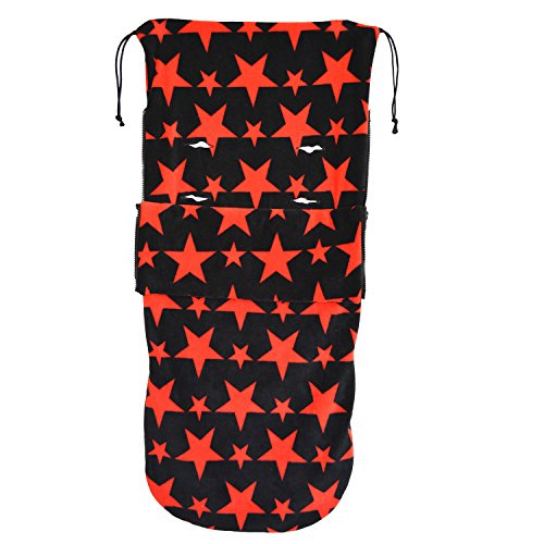 For Your Little One Snuggle Footmuff/Cosy Toes Compatible with Jane Buggy Trider Rider Slalom Epic Nanuq Black/Red Stars