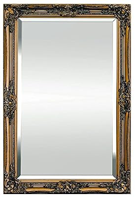 Rococo by Casa Chic Miroir Doré / Or - Shabby Chic Miroir Baroque orné en Bois Massif - Taillé Artisanalement - Grand - 90 x 60 cm - Champagne