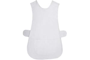 Stylo Online Womens Tabard Ladies Plain Home Work Kitchen Cleaning Chef Catering Cleaners Workwear Poly Cotton Overall Tabbard Apron Size(Plain White,WMS)