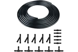 OVTAI Durite Lave Glace, Raccord Tuyau Lave Glace, 5m Tuyau de Liquide de Lave-glace, Tuyau Essuie Glace Kit Caoutchouc avec 15 Pièces Bec Joint Ensemble Flexible Gicleur de Pompe