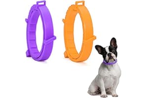 SSyang 2 Stück Haustierhalsband, bietet für bis zu 8 Monate,Fluoreszierendes Halsband,universell,passend für Jede Größe,62 cm(dunkelviolett+orange)