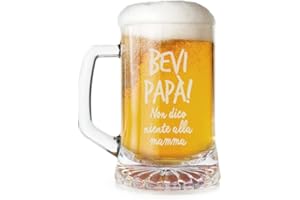 Olallà Boccale di Birra con Frase Incisa a Laser da 0,4 L - Bicchiere da Birra con Manico - Idea Regalo Originale Divertente Festa del papà, Compleanno, Natale