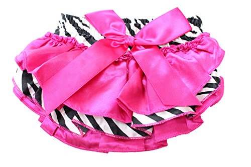 Baby Girl Cute Ruffle Bloomers with Ribbon Bow (Small (6 to 12 Months), Zebra Black White Pink)