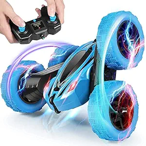 crzzyzone Stunt Car Double Sided Rotating 360 Flips Vehicles Drift High-Speed Off and ON -Road Stunt car Toys for 5 6 7 8 9 10 Year Old Boy Girls Toys Plastic (Multicolor) Pack of 1