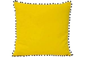PAOLETTI Riva Home Velvet Pompom Polsterbezug. (45x45cm) (Gelb/Grau)
