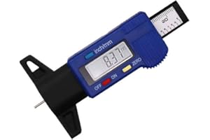 CACHOR Medidor digital de profundidad de banda de rodadura de neumáticos, 0-25.4 mm medidor digital de profundidad de neumáticos con pantalla LCD y baterías para autos, camiones, furgonetas, SUV