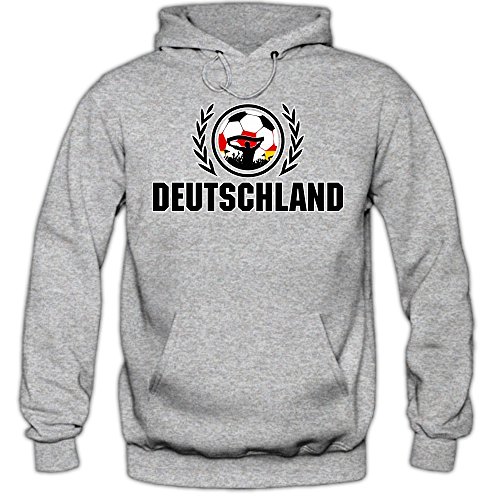 Deutschland WM 2018 #2 Hoodie | Fußball | Herren | Die Mannschaft | Trikot | Nationalmannschaft © Shirt Happenz, Farbe:Graumeliert (Greymelange F421);Größe:L