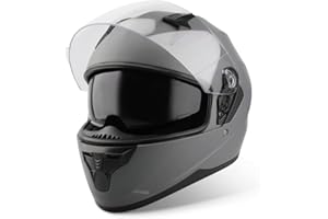 VINZ Kennet Casco Integral Moto | con Visera Solar | ECE 22.06 Homologado | Casco Scooter & Ciclomotor | En Tamaño XS - XXL | para Hombre y Mujer - Titanio