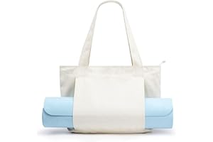 Aisny Yoga Bag for Women, Yoga Mat Bag, Foldable Tote Bag, Sports Bag, Travel Bag, Waterproof for Yoga Gym, Swimming, Shopping-Beige