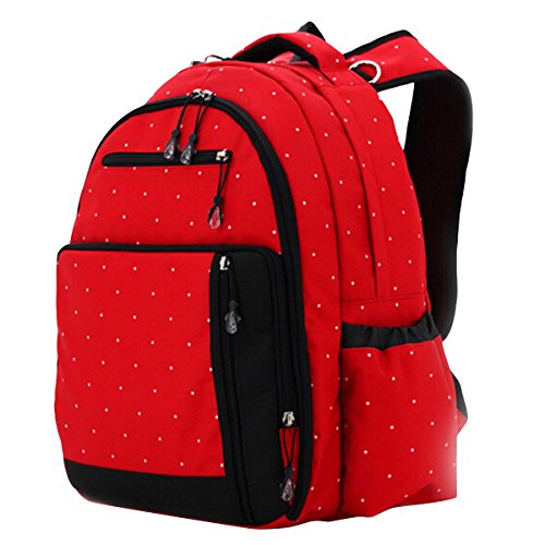 Happy Cherry Women's Multi-function Large Waterproof Mummy Travel Backpack Diaper Nappy Bag Red Dot