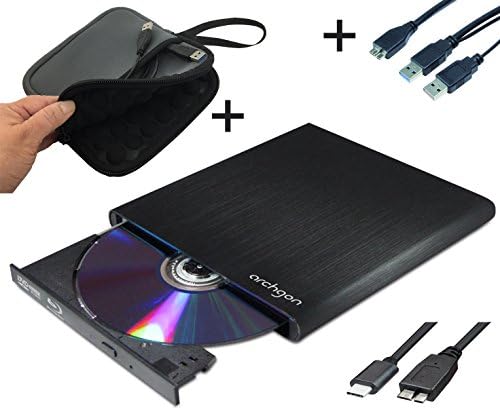 Archgon Style external Blu-ray writer (reader) USB 3.0 USB-C alu black with neoprene pouch