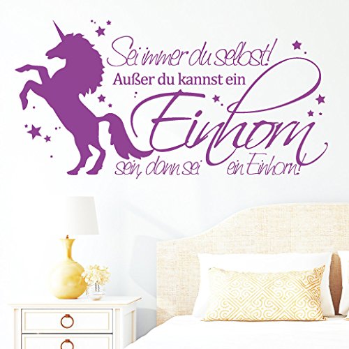 Wandtattoo Loft Schriftzug „Sei immer du selbst! Außer du kannst ein Einhorn sein, dann sei ein Einhorn“ mit Einhorn / 54 Farben / 2 Größen / türkisblau / 35 cm Höhe x 68 cm Breite - 4