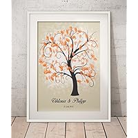 Fingerabdruck Gästebuch von CristalPainting Hochzeitsbaum Wedding Tree Hochzeit Fingerprint Baum Hochzeitsgästebuch auf Papier 29,7x21 cm DIN A4
