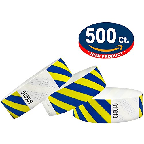 500 pezzi - 19 mm 3/4" Tyvek Wristbands, Tyvek Braccialetti, Tyvek Bracciali, Festival Braccialetti, Night-Club Braccialetti (Blue-Yellow, 500 Pack)