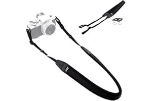 JJC Neopren-Kameragurt für Fujifilm X100VI Nikon Z30 Z50 Canon M50 M6 Sony ZV-1 ZV-E10 A6600 Olympus alle DSLR-Spiegelreflexkameras, rutschfest, Schwarz