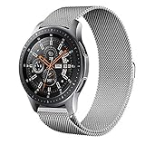 GOSETH für Samsung Galaxy Watch 46mm Uhrenarmband, Milanaise Schlaufe Verstellbar Edelstahl Ersatz Band Magnet Verschluss für Samsung Galaxy Armbanduhr SM-R800/SM-R805 Fitness Smart Watch-Silber