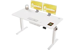 Flamaker Standing Desk 140 x 60 cm with Cable Management Tray and 2 Memory Preset, Electric Desk Sit Stand Desk 71-119cm Height Adjustable Desk, White