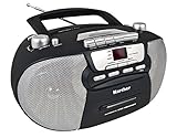 Tragbare Boombox mit Kassettendeck, AUX-Eingang, AM/FM-Radio und CD-Player