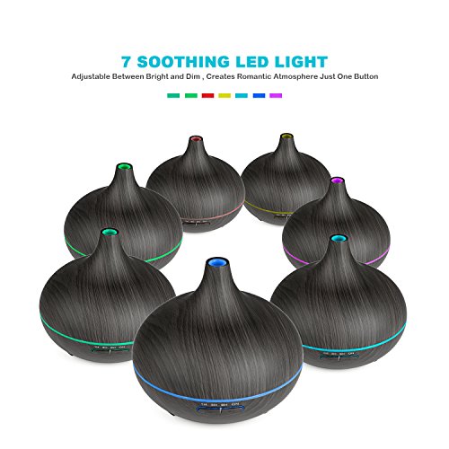 REIDEA Aroma Diffuser 300ml Ultraschall Luftbefeuchter Leise Kalten Nebel Oil Düfte Humidifier Holzmaserung LED mit 7 Farben, Abschaltautomatik und Timer - 2