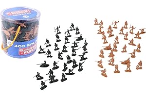 EUROPEAN FORCE - 400 Petits Soldats - Soldats - 080228 - Kaki - Plastique - Militaire - Jouet Enfant - Miniature - 3,5 cm x 3,5 cm - À Partir de 3 Ans