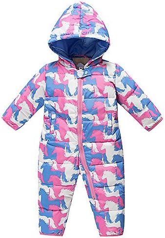 QJH Baby Toddler Winter Hooded One-piece Snowsuit