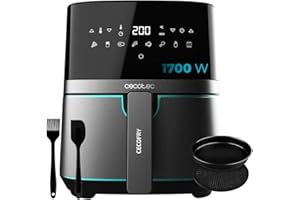 Cecotec Friteuse à Air sans Huile de 5,5 L Air Fryer Cecofry Full InoxBlack 5500 Pro avec Accessoires, 1700 W, Diététique et 